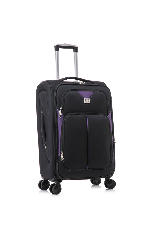 ATX Luggage 28" Large Suitcase Expandable Soft Shell Durable Lightweight Hold Check in Trolley Case with 4 Dual Spinner Wheels and Built-in 3 Digit Combination Lock (ATX634-B)