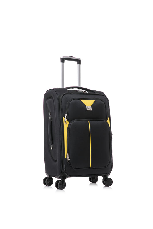 ATX Luggage 24" Medium Suitcase Softshell Hold Check in Expandable Durable Lightweight 4 Dual Spinner Wheels and Built-in 3 Digit Combination Lock  (ATX634-B)