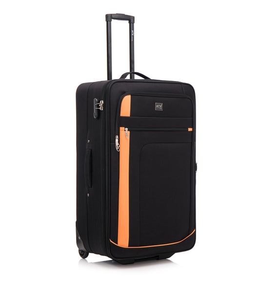 ATX Luggage Suitcase Large Expandable Soft Shell Durable Lightweight Hold Check in Trolley Case with 2 Wheels & Built-in 3 Digit Combination Lock 120 Liters (ATX632)