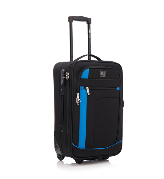 ATX Luggage 55x35x20cm Cabin Suitcase-Lightweight Softshell Carry-ons Approved for Ryanair EasyJet British Airways with 2 Wheels and Built-in Combination Lock 48 Liters (ATX632)
