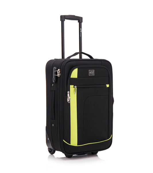 ATX Luggage 55x35x20cm Cabin Suitcase-Lightweight Softshell Carry-ons Approved for Ryanair EasyJet British Airways with 2 Wheels and Built-in Combination Lock 48 Liters (ATX632)