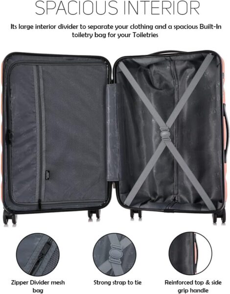 ATX Luggage Super Lightweight Durable ABS Hard Shell Suitcase with 4 ...